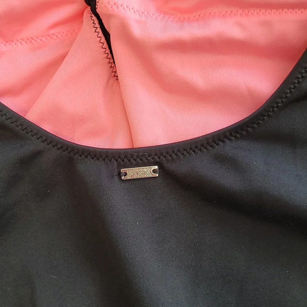 Pink Victoria’s Secret Black Tie Front One Piece Swimsuit Size Medium - Picture 9 of 11